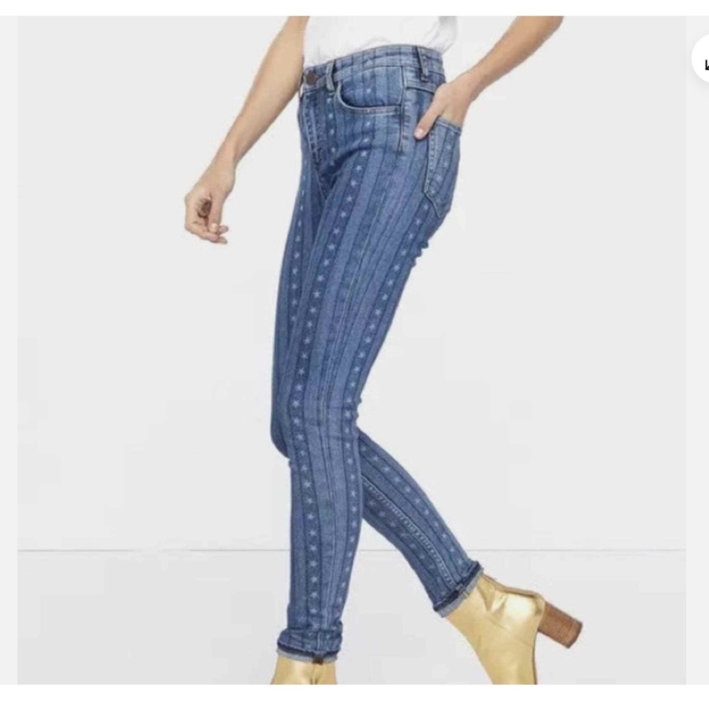 SANDRO Paris Star-print Skinny Mid-rise Jeans In Blue Ladies 34 or US 2 - Picture 11 of 13